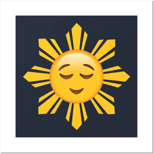Filipino Sun Relieved Face Emoji Posters and Art